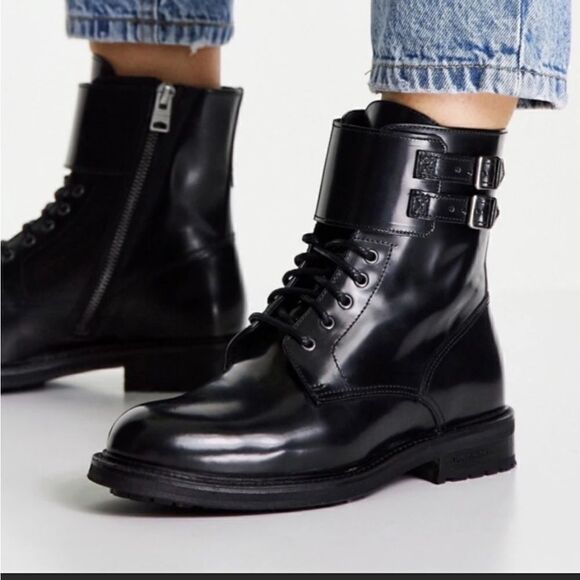 AllSaints brigade combat leather boot size EU 35, US 5 - Picture 1 of 13